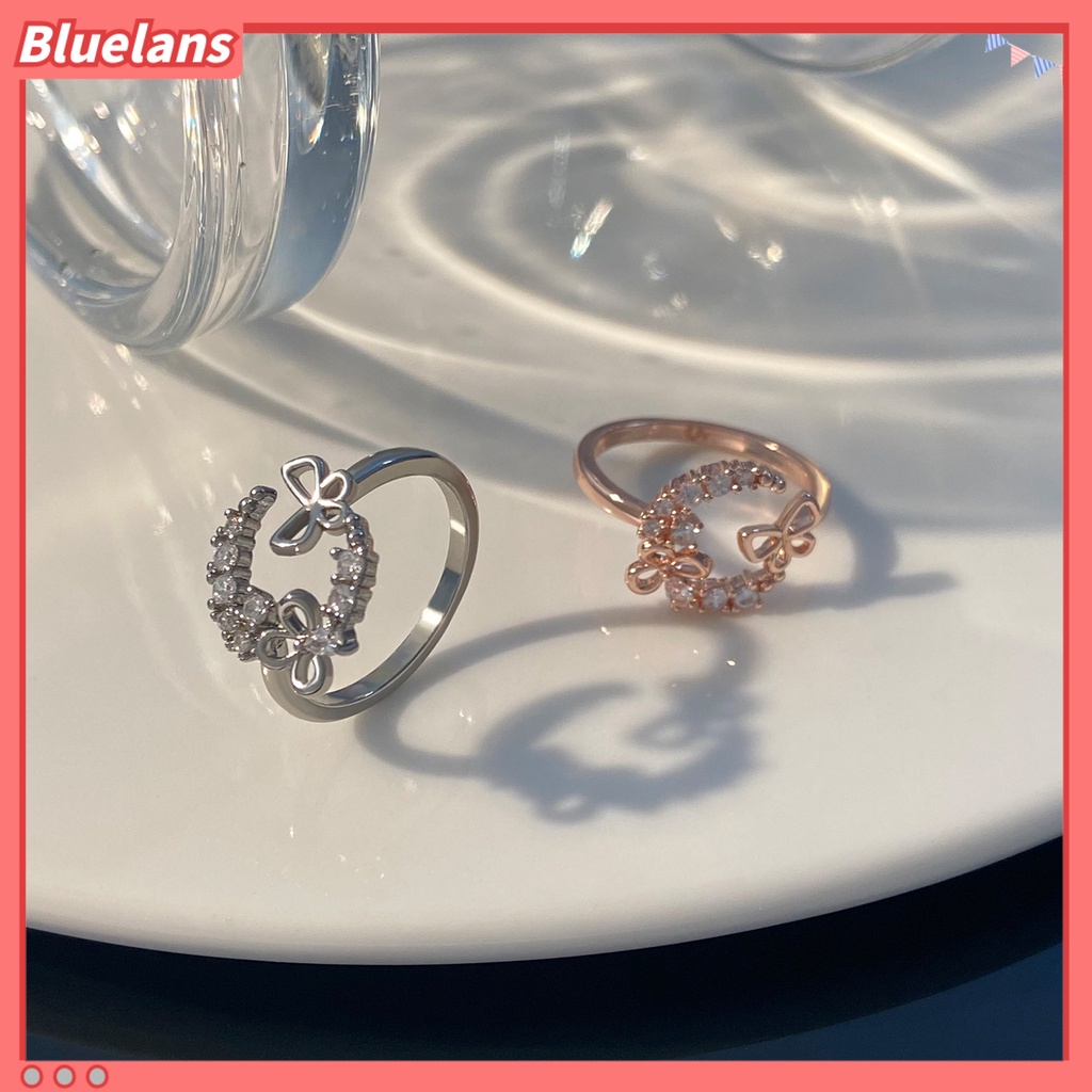 [BLS] Knuckle Ring Cubic Zirconia Geometris Electroplating Adjustable Personality Dekoratif Hypoallergenic Mewah Kupu-Kupu Terbuka Cincin Perhiasan Aksesori