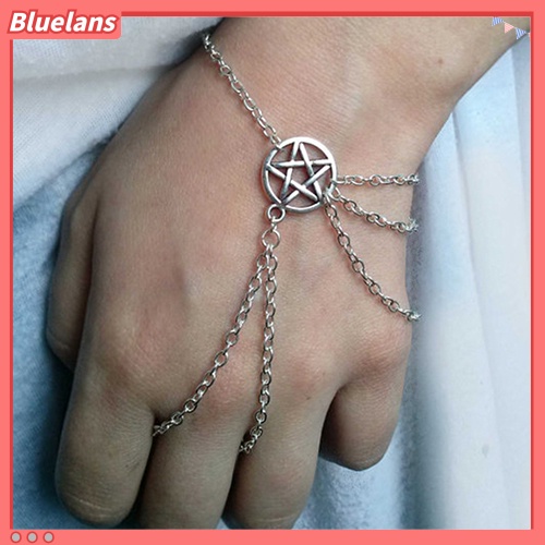 [BLS] Wanita Fahsion Wiccan Budak Pentagram Pentacle Dihiasi Rantai Gelang Perhiasan