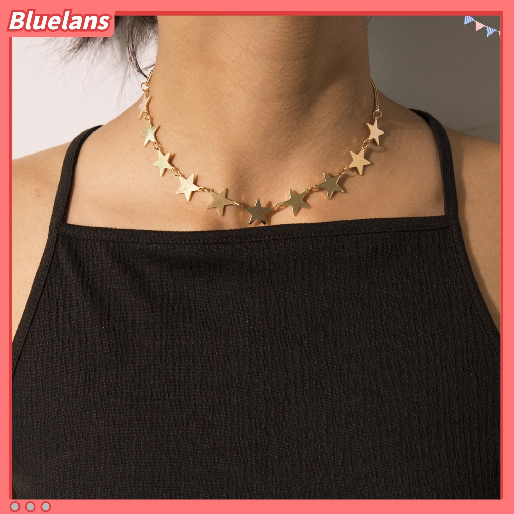 [BLS] 5pcs/set Wanita Multilayer Bintang Hati Cinta Pesona Rantai Kalung Perhiasan Hadiah