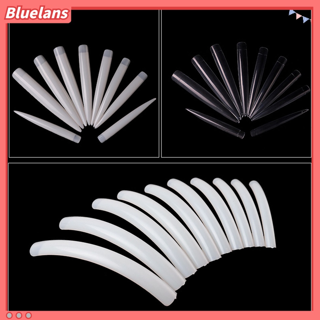 [BLM] 10pcs /Set Tip Kuku Super Panjang Bentuk V Ultra Tipis Jari Manicure DIY Tips Untuk Salon