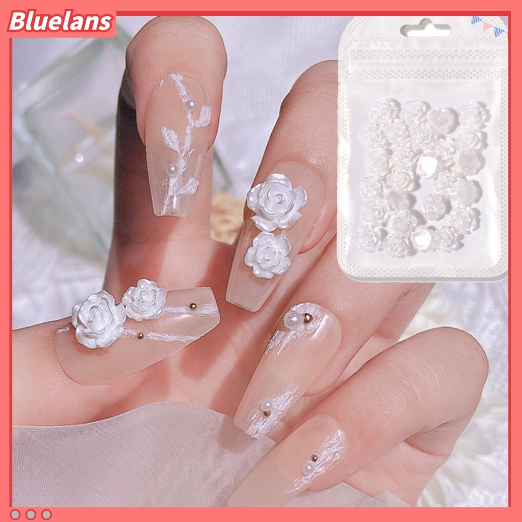 [BLM] 30pcs Bunga Dekorasi Kuku Glitter Gaya Aksesoris Kuku Artificial Flower Nail Art Stud Untuk Salon