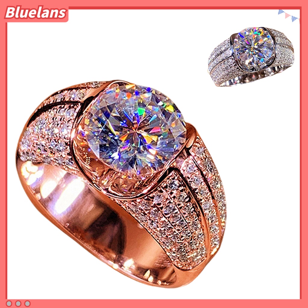 [BLS] Cincin Wanita Temperamen Sederhana Alloy Cubic Zirconia Tertanam Hadiah Ideal Cincin Jari Untuk Pesta