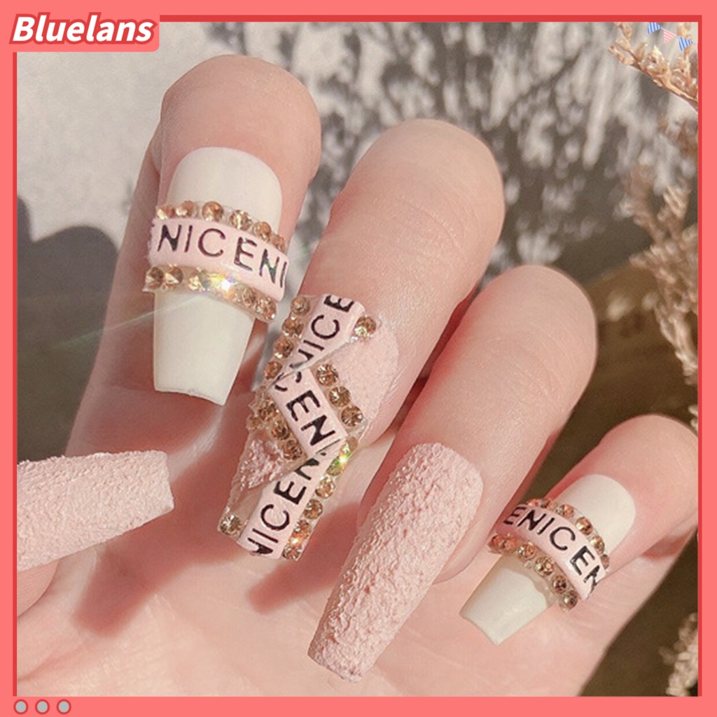 [BLM] 12pcs Manicure Decal Anti Jatuh Eye-catching Mudah Di Aplikasikan Hiasan Nail Art Huruf Glitter Unik Untuk Kecantikan Kuku