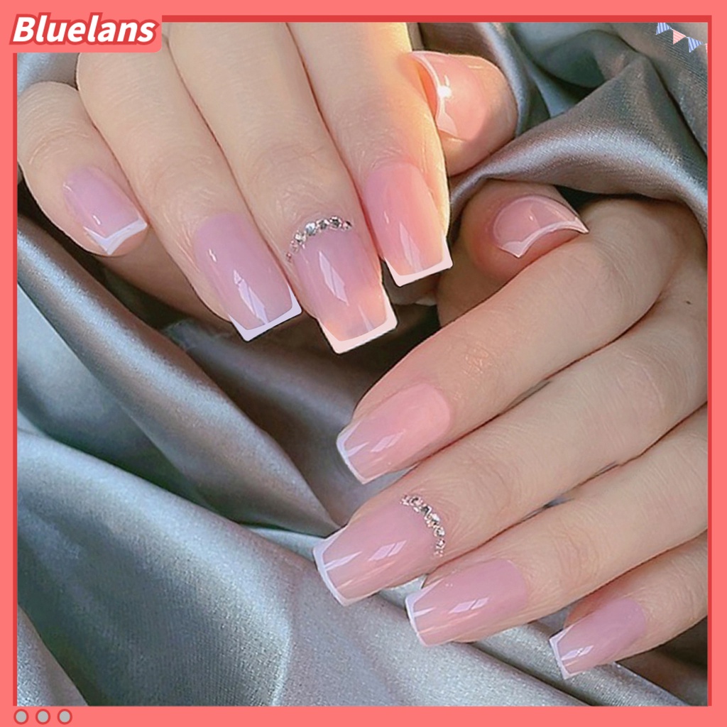 [BLM] 24pcs Kuku Buatan Warna Hidup Tahan Luntur ABS Full Cover Tekan Pada Kuku Palsu Dengan Lem Alat Set Perlengkapan Kecantikan