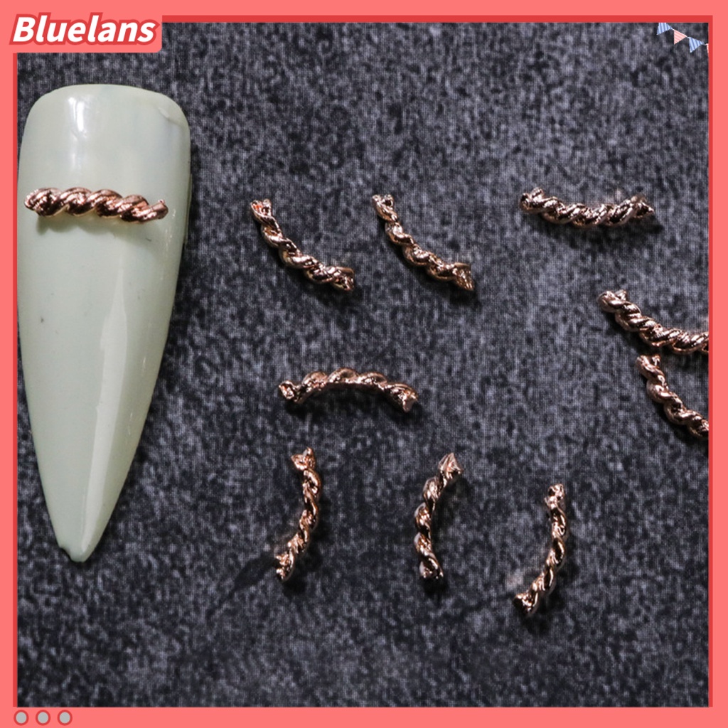 [BLM] 20pcs Nail Art Decor Tiga Dimensi Permukaan Mengkilap Mempesona Efek Visual DIY Tahan Karat Gloss Emas Perak Twist Rantai Hiasan Kuku Salon Kuku Supply