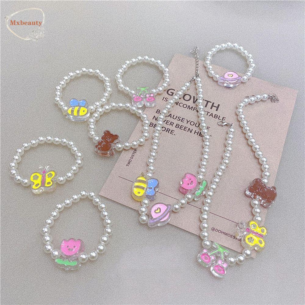 Mxbeauty Wanita Mutiara Kalung Fashion Perempuan Manis Beruang Indah Choker Gelang Elastis