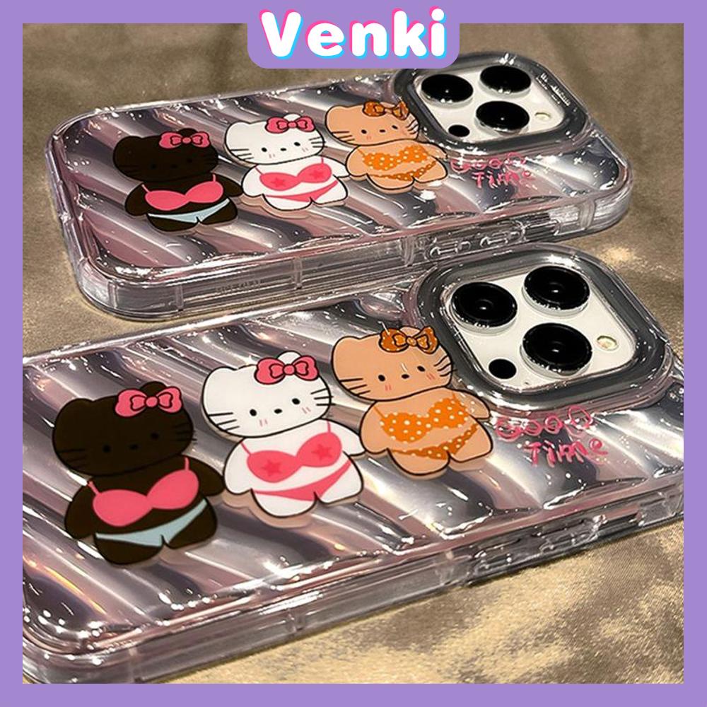 VENKI - Untuk iPhone 11 Laser Reflektif Bening Ponsel Case TPU Lembut Shockproof Airbag Ponsel Case Lucu Kartun Kucing Kompatibel dengan iPhone 14 13 Pro max 12 Pro Max XR XR 7Plus 8Plus