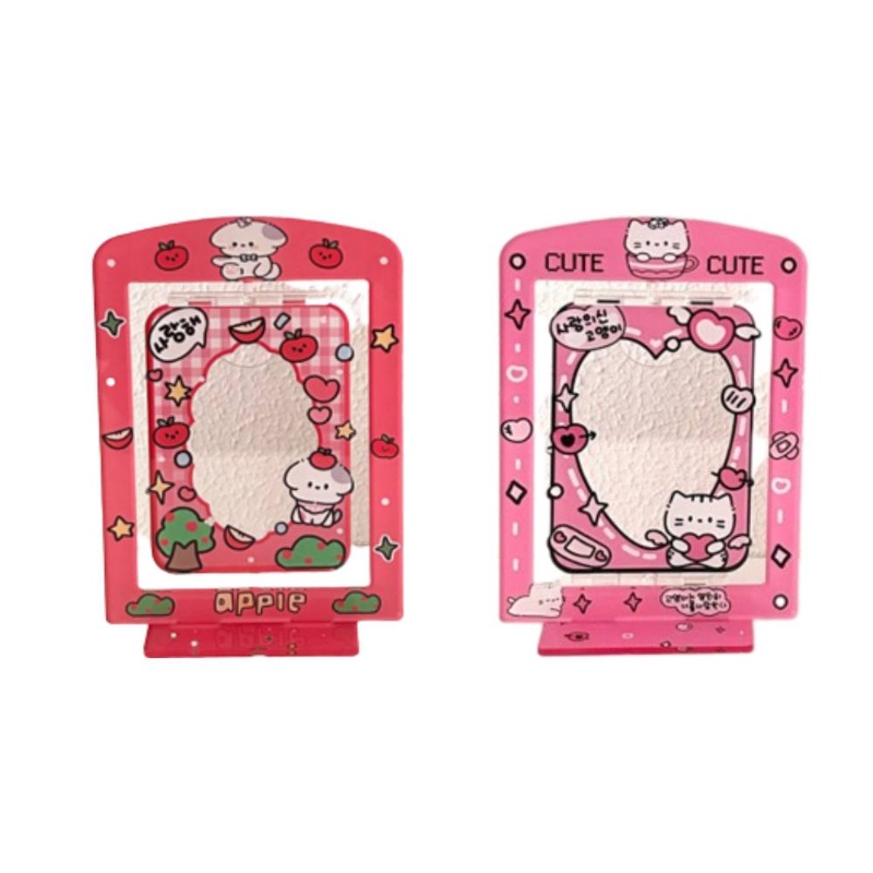 3inch Puppy&amp;Cat Rotatable Card Holder Kpop Lomo Photocard Display Frame Akrilik Desktop Cards Stander