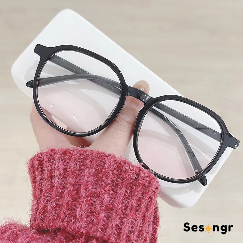 Kacamata wanita Pink Blush Glasses Perempuan Kaca mata Anti-biru Warna Kacamata Gaya Korea Bingkai Besar