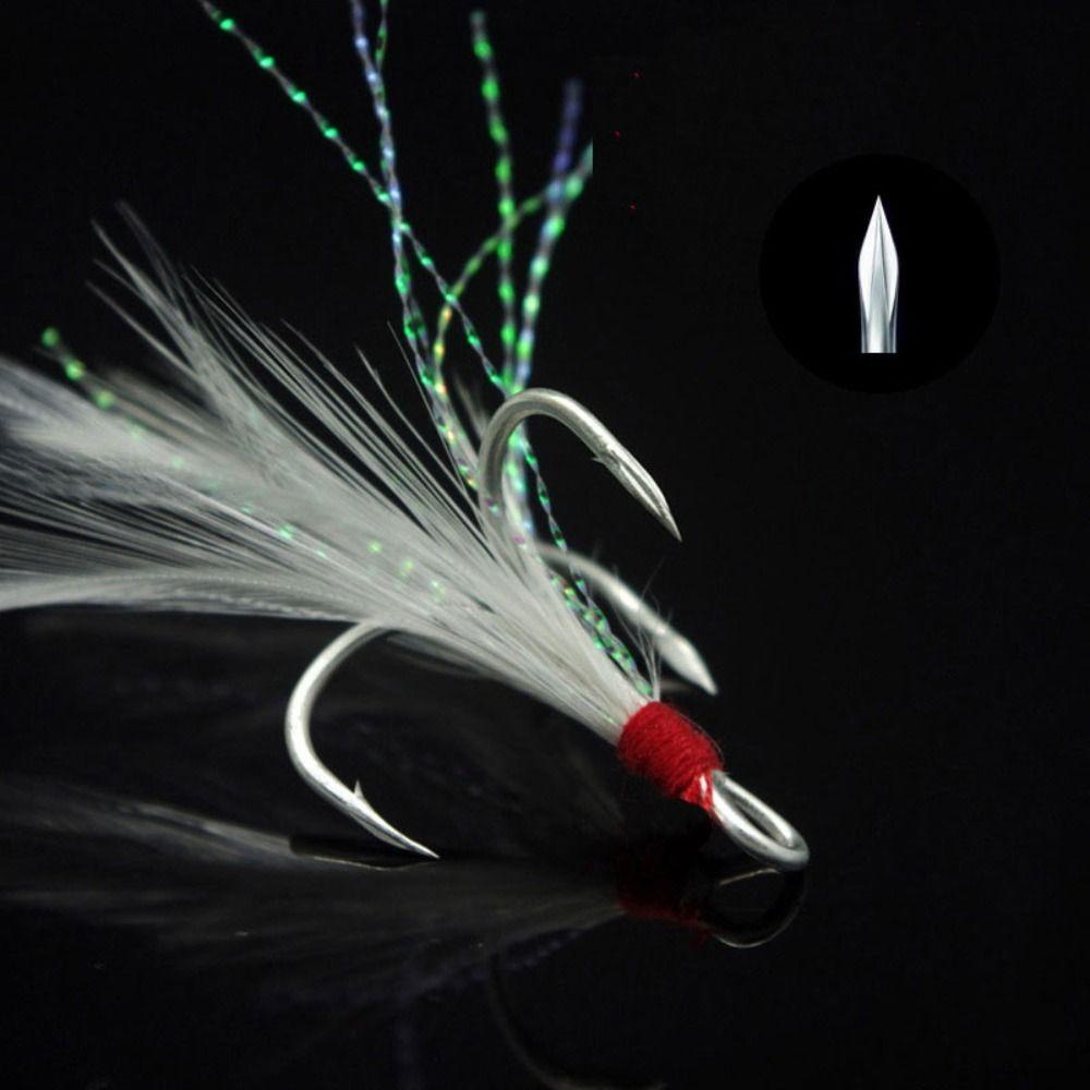 AUGUSTINA Agustinina Memancing Treble Hook Tajam 10 Pcs Air Tawar Air Laut Baja Karbon Tinggi Rotary Diperkuat Las Treble Hooks