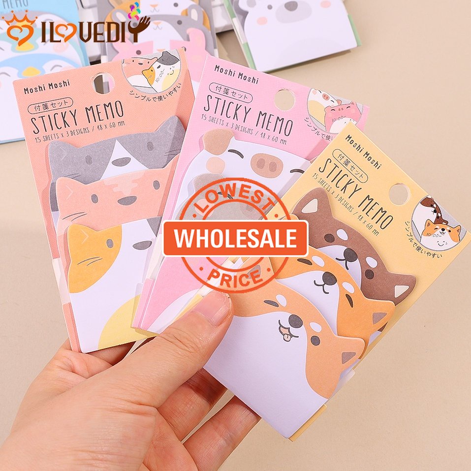 [Harga Grosir] 20 /45/50Lembar/Pack Perekat Diri Memo Pad Penanda Puppy Sticky Notes Stiker Indeks Hewan Kreatif Kertas Lengket Alat Tulis Siswa Perlengkapan Kantor Sekolah