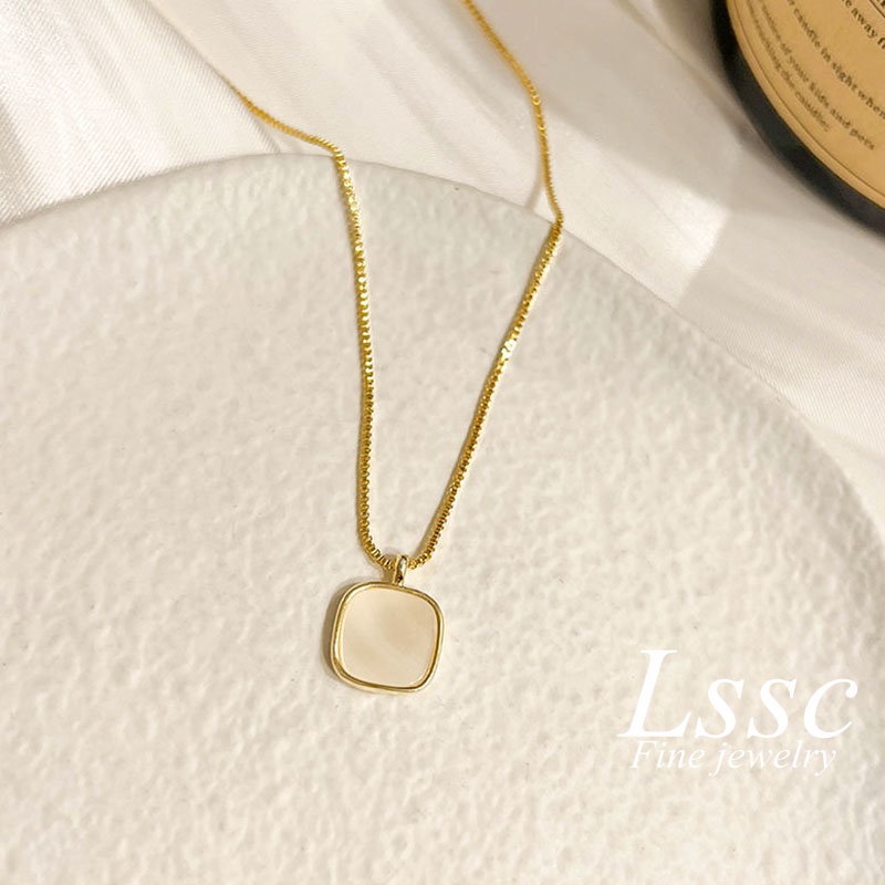 Kalung Titanium Wanita Kerang Cantik Aesthetic Korea Emas 18K Anti Karat Fashion Aksesoris Perhiasan