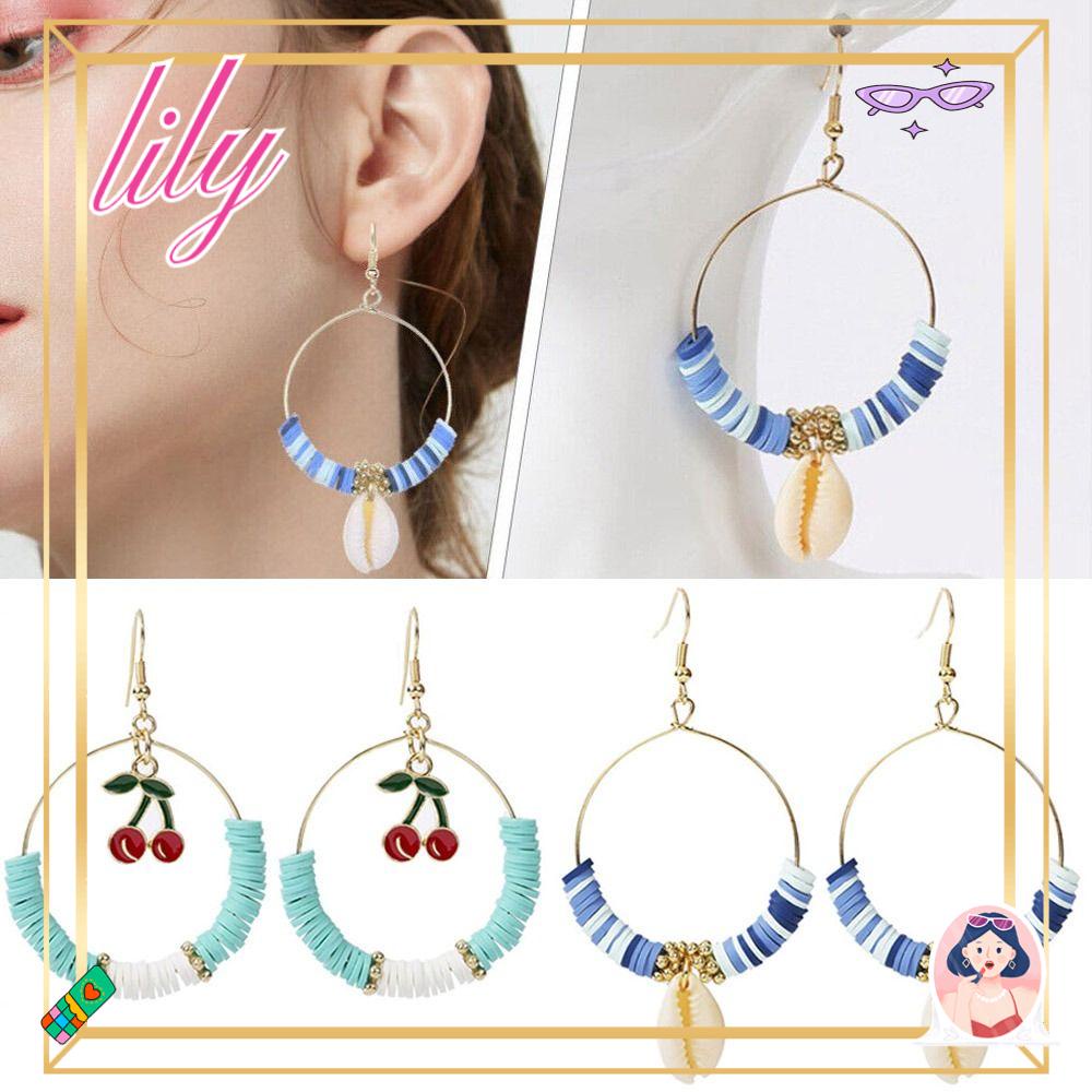 Lily 1pasang Anting Shell Anting Pejantan Kreatif Perhiasan Fashion Drop Earrings