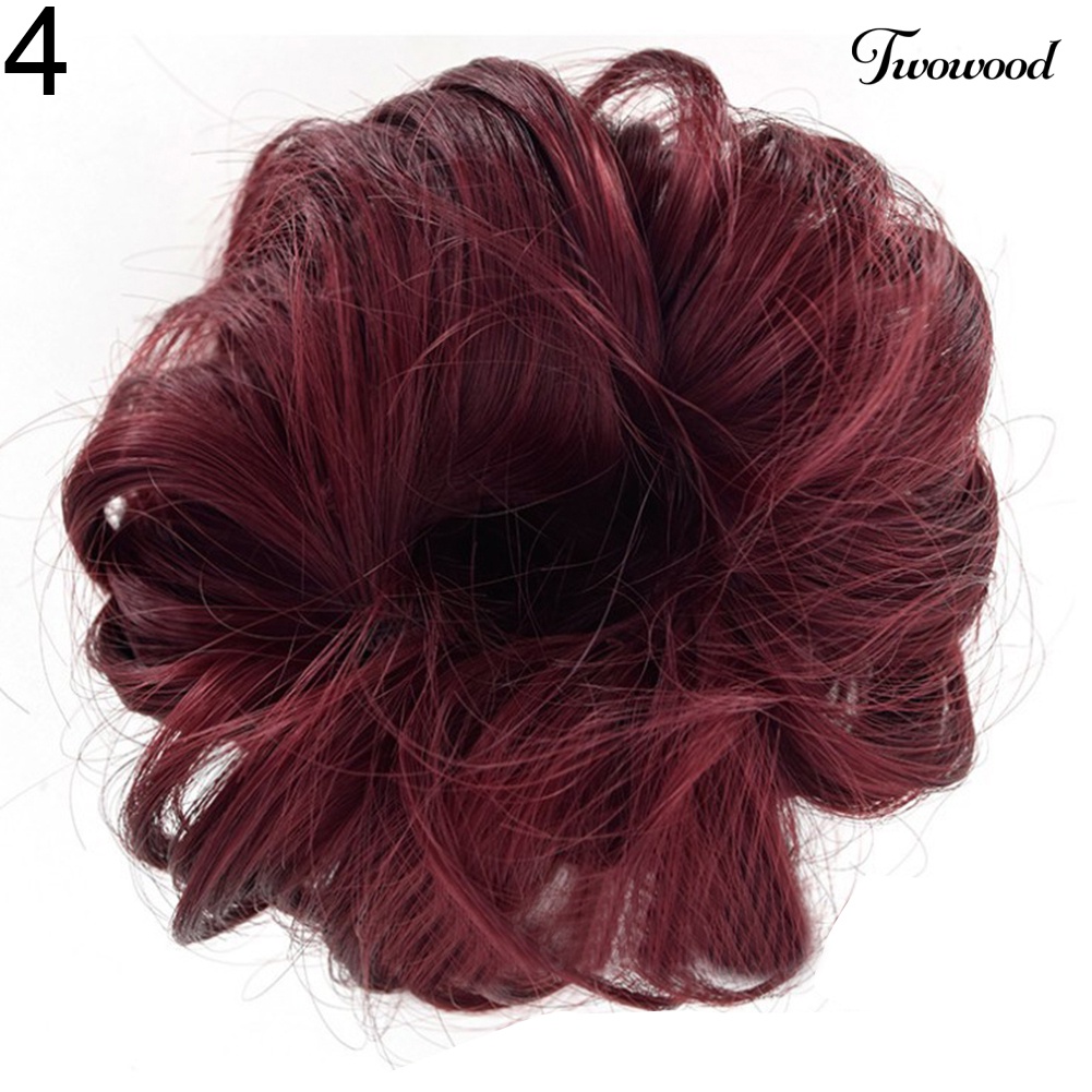 Twowood Wanita DIY Elastis Keriting Wig Rambut Cincin Hiasan Kepala Sanggul Tusuk Sanggul Ponytail Sopak