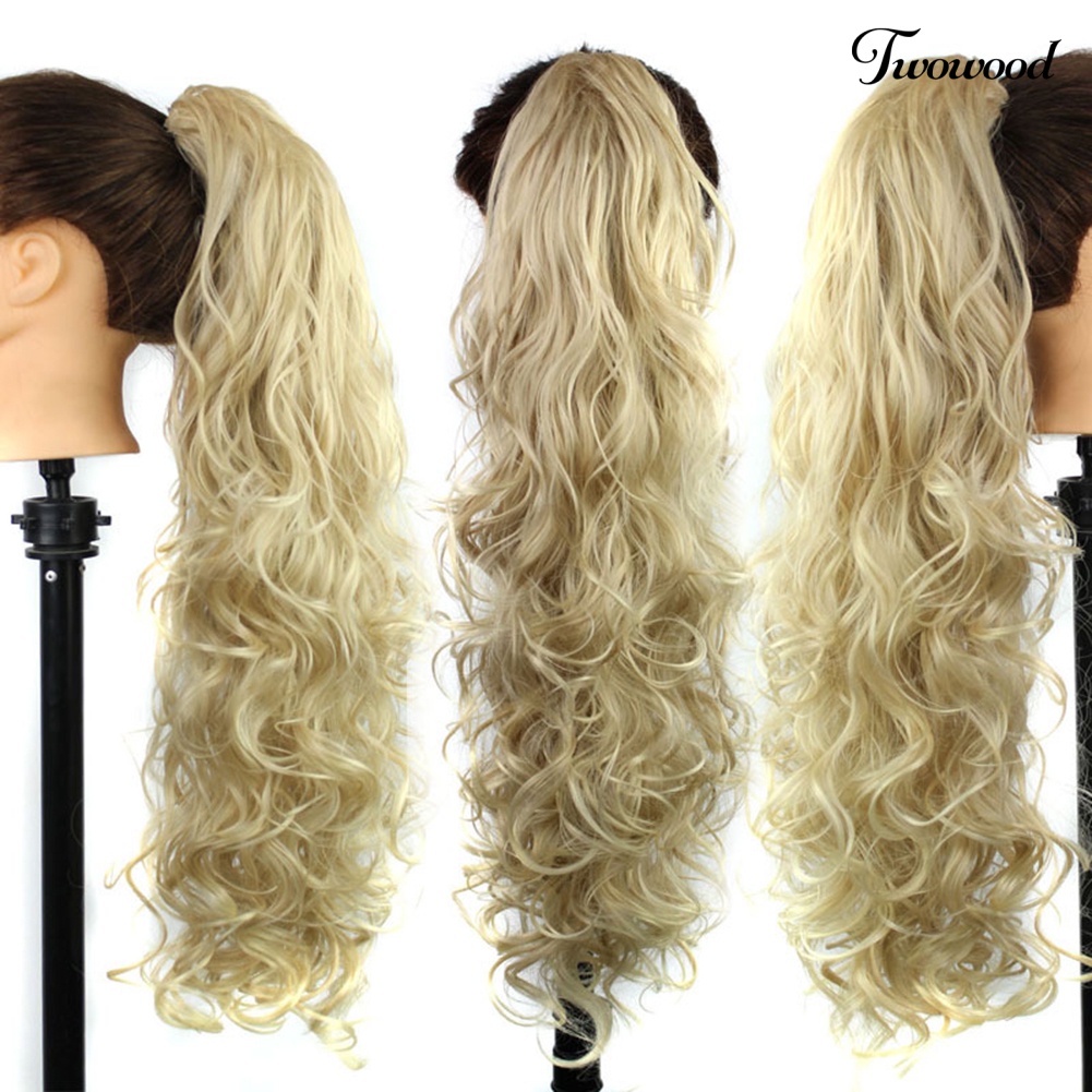 Twowood Wanita Fashion Panjang Keriting Sopak Ponytail Claw Clip Bergelombang Rambut Wig Ekstensi