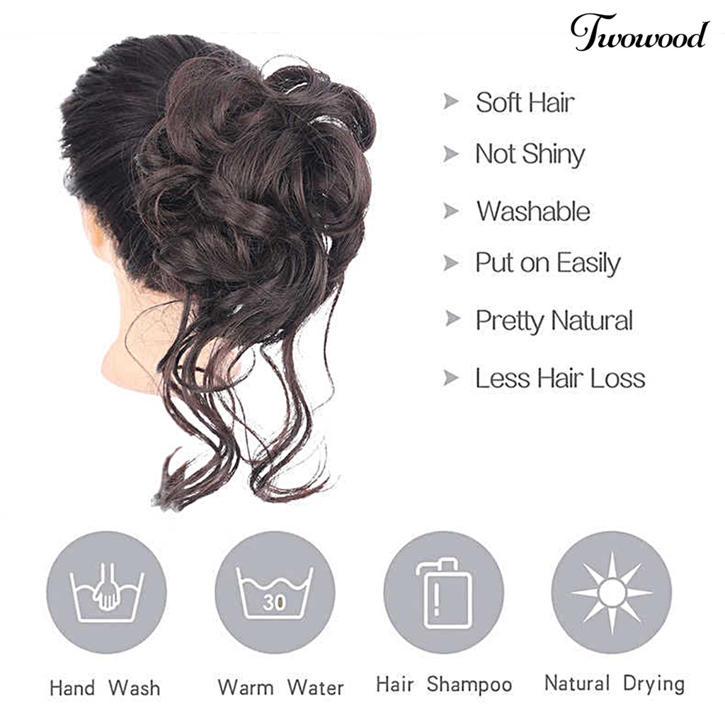 Twowood Grab Clip Wig Fluffy Soft Touch Realistis Tampilan Alami Wanita Jepit Rambut Wig Hitam Coklat Untuk Penggunaan Lady