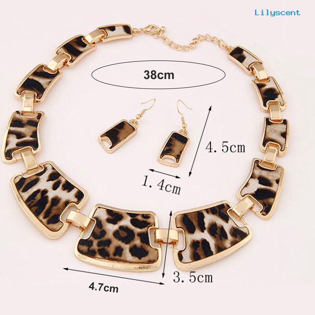 [LS]1 Set Statement Kalung Berlebihan Besar Mewah Elegan Retro Leopard Wanita Kait Anting Kit Fashion Perhiasan