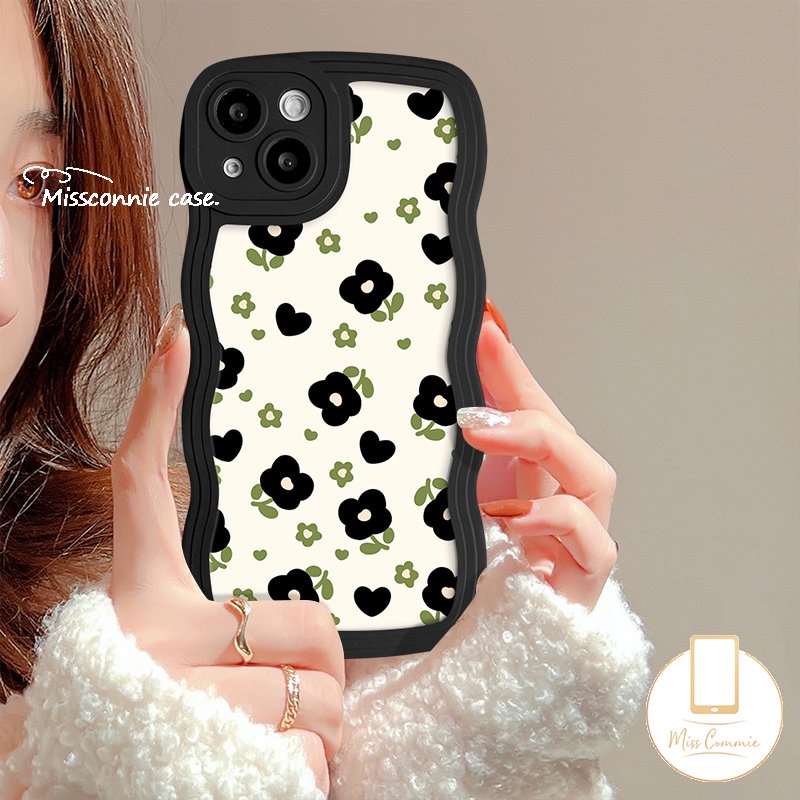 Casing Tpu Lembut Motif Bunga Tepi Bergelombang Untuk Redmi 9A 9T 12C 10 10A 10C A1 9 9C A1+POCO M3 X3 NFC Pro Redmi Note10 11 9s 8 9 Pro 11s 10s Mi 11T Pro Musim Panas Retro Bunga Segar Sarung