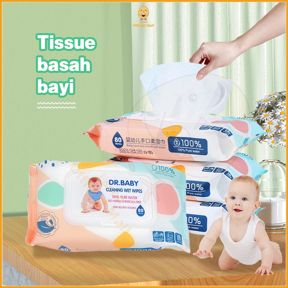 Lacoo Tisu basah bayi 80 pcs Tissue basah bayi anak/baby wipes untuk mulut non alkohol