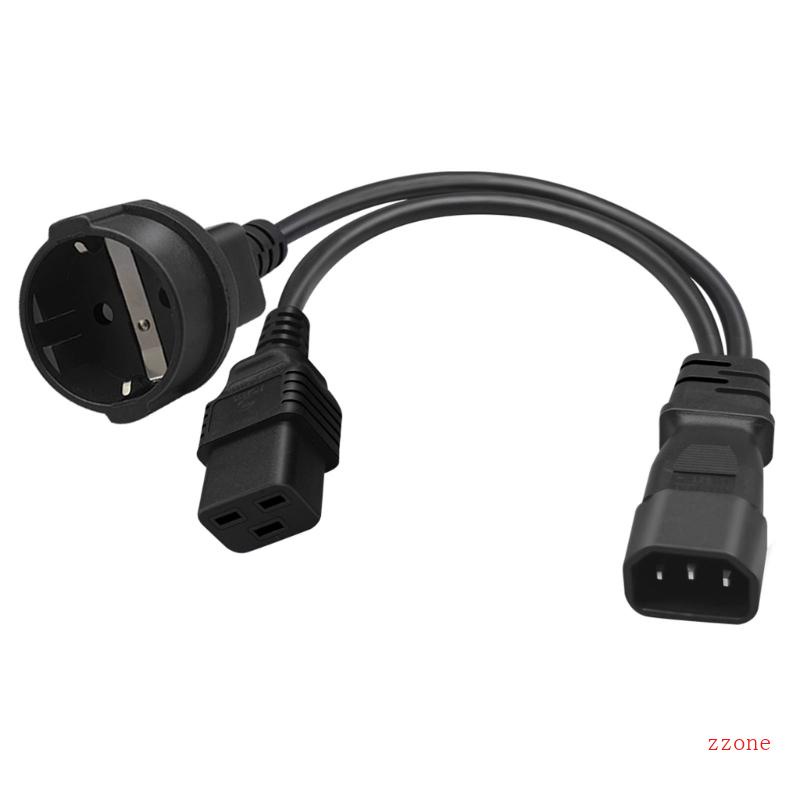 Zzz 32cm 1ft IEC320 C14 Ke IEC320 C19+EU4 8mm Kabel Listrik 1in2 Out Y-splitter Adapter Kabel Extension Wire Line