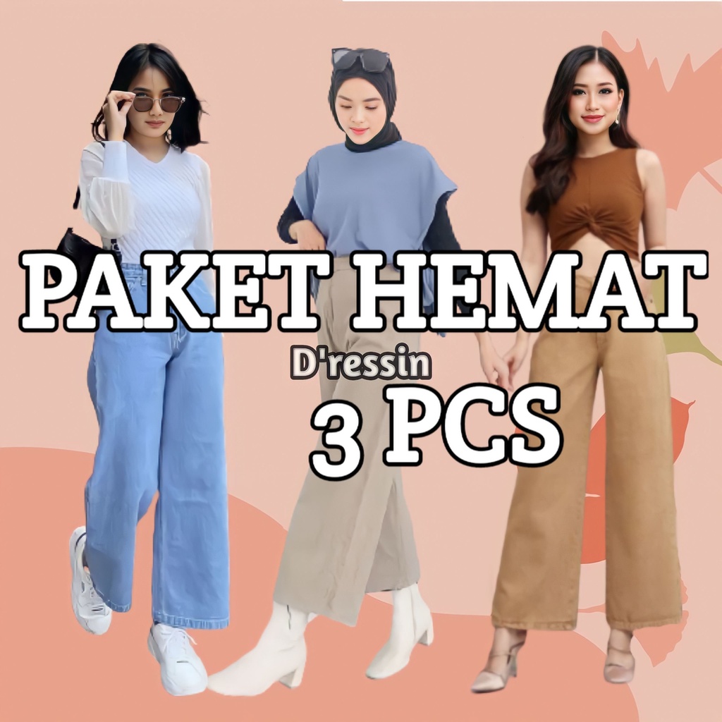 3 PCS PAKET HEMAT KULOT JEANS