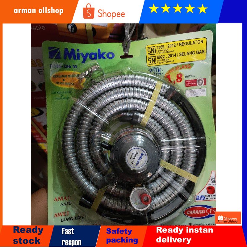 regulator+selang gas Miyako / selang regulator kompor gas 1set merk Miyako