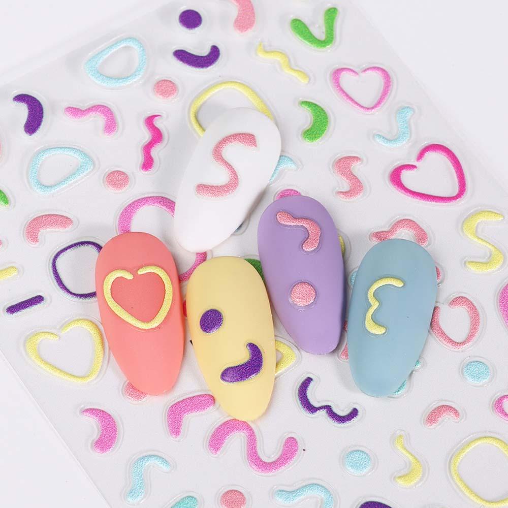 Mxbeauty Stiker Kuku Kartun Fashion Ins Style Kupu-Kupu Warna-Warni Lucu Hiasan Kuku Wajah Tersenyum