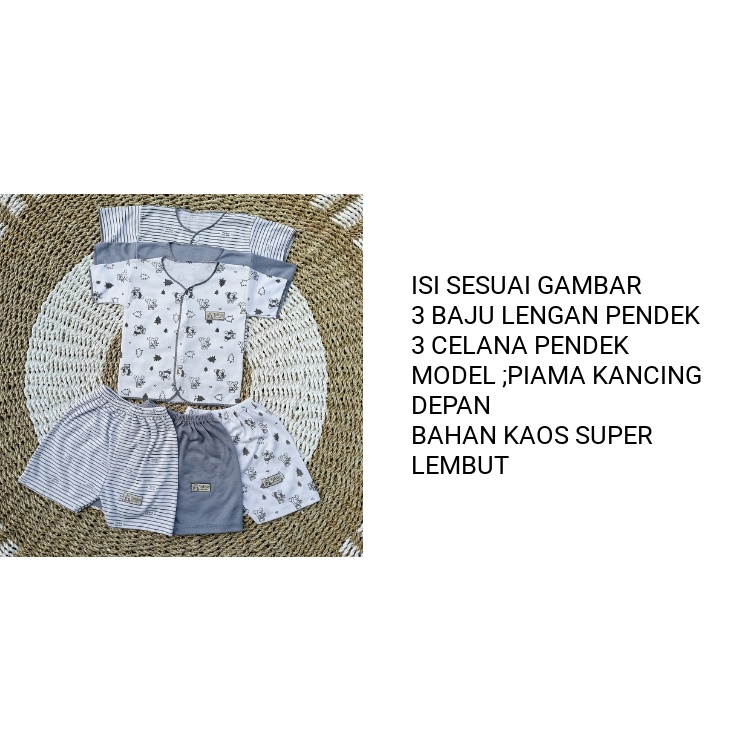 [Terbaru] ISI 6 PCS/3 Stel Bju Bayi lengan Pendek-Celana Pendek