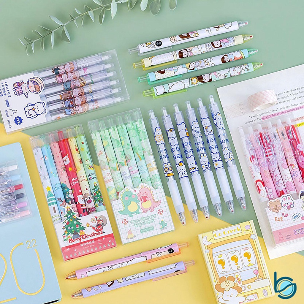 

Pulpen Tinta Hitam 6 Pcs/set Lucu Gadis/Pena Student Set Hitam 0.5 MM Cepat Kering Tinta Gel Pena - Best Stationary