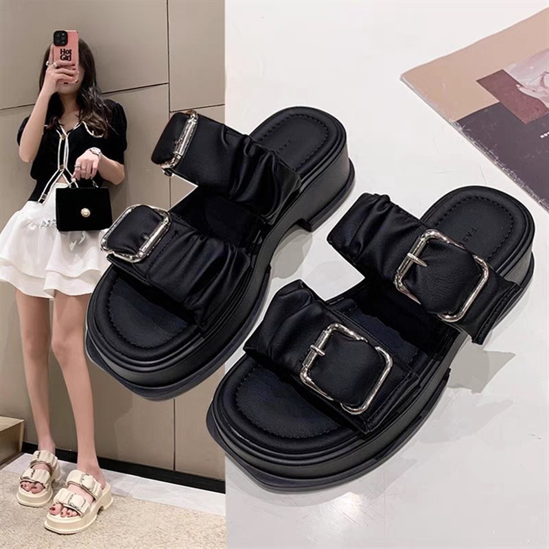 COD Sneakersdaily 668 Sandal Wedges Slip On Platfrom Wanita Premium