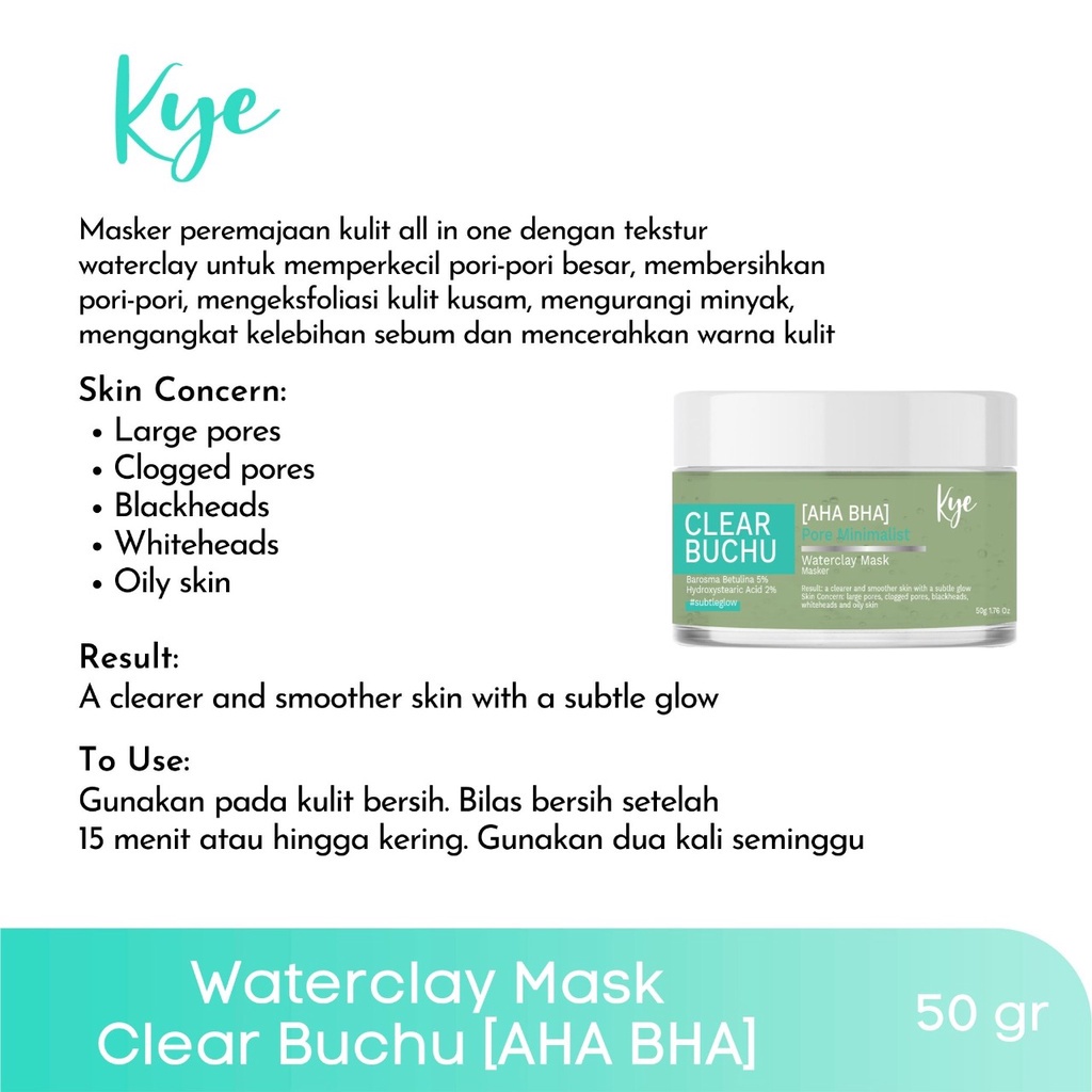 Kye - Waterclay Mask Clear Buchu - 50g Jar