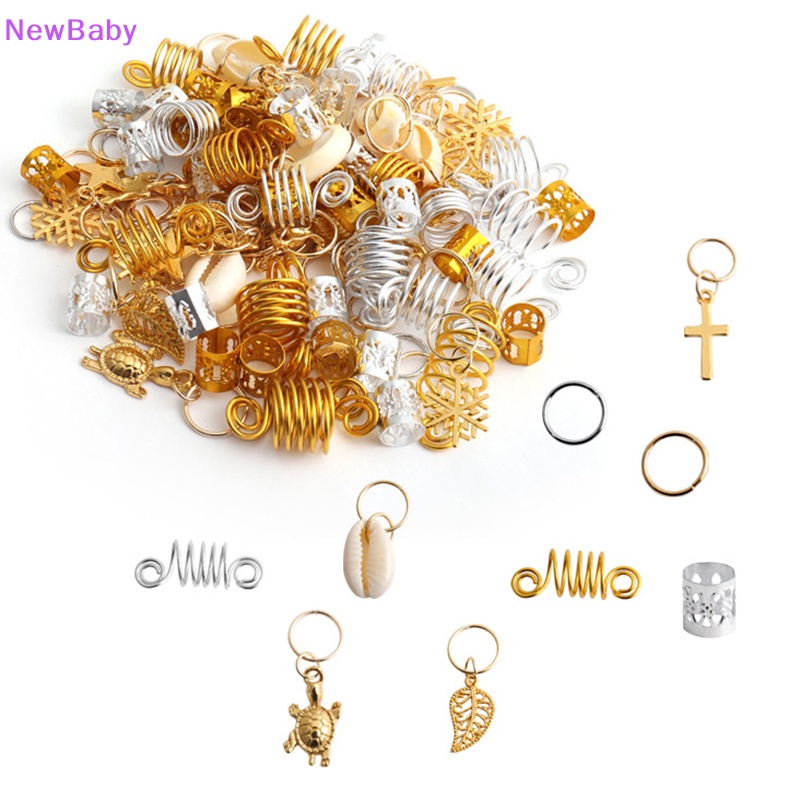 Newbaby 60-170pcs Mix Rambut Cincin Kepang Rambut Gimbal Manik-Manik Manset Klip Aksesoris Rambut ID