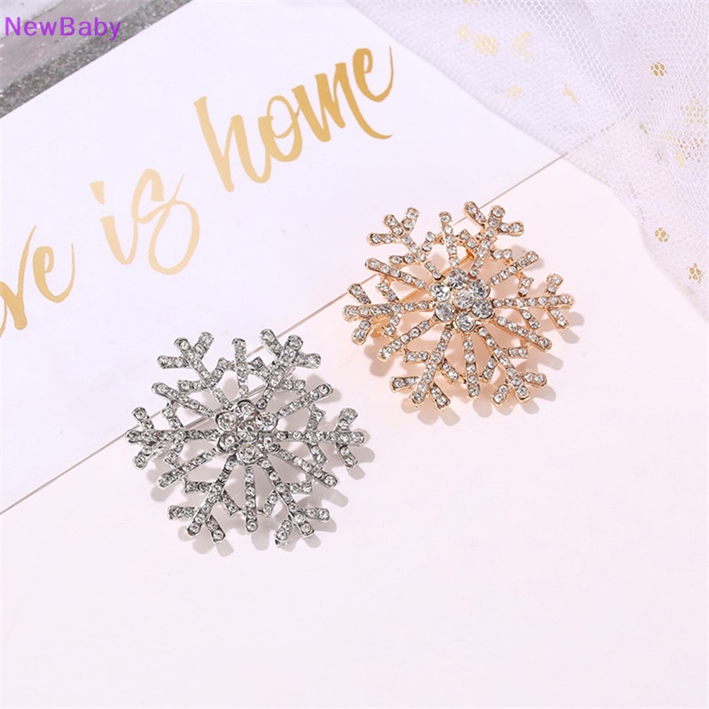 Newbaby Pin Baju Berlian Imitasi Bros Snowflake Lapis Emas Perak Untuk Wanita ID
