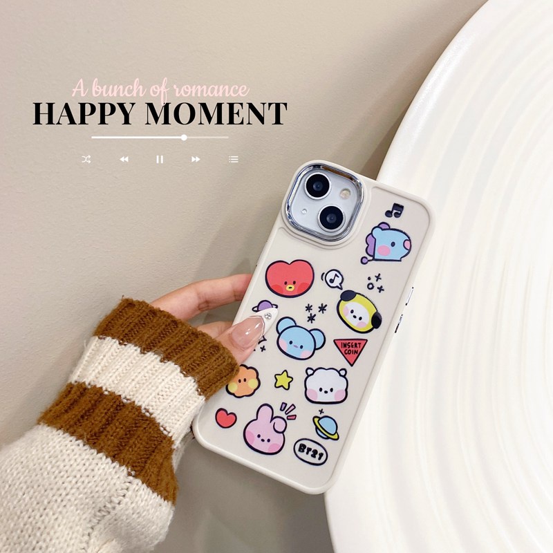 All New Metal Camera Skin Silicone Soft Case IPhone 11 12 13 14 Pro Max Women's Fashion Gift Cute Cartoon Phone Case Funny BT21