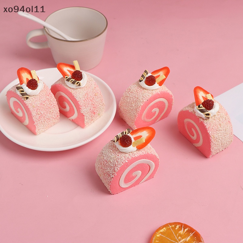 Xo Krim Simulasi Swiss Roll Buah Buatan Kue Manusia Hidup Palsu Miniatur Makanan OL