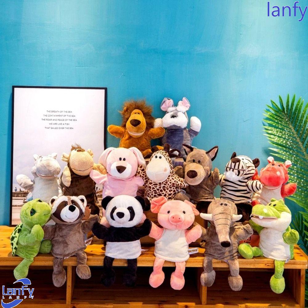 Lanfy Hewan Tangan Wayang Bercerita Bayi Anak Hadiah Boneka Binatang Game Sarung Kartun Mainan Mewah Orang Tua-Anak Kelinci Panda Anak Wayang