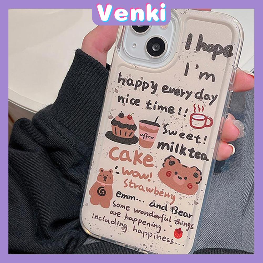 Venki - Untuk Iphone11 Casing iPhone Bening Lubang Besar Space Case TPU Soft Case Kamera Perlindungan Shockproof Beruang Lucu Sederhana Kompatibel Dengan Iphone14 13 Pro Max 12 Pro Max 11 xr Xs7 8