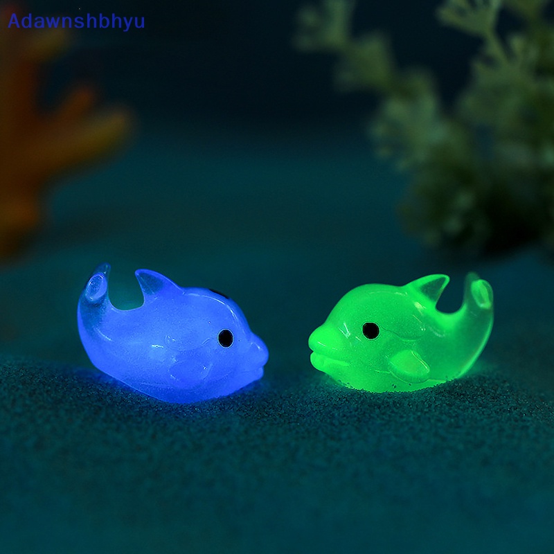 Adhyu Mungil Resin Warna-Warni Lumba-Lumba Lucu Mini Bercahaya Micro Ornamen Miniatur Hewan Kerajinan Tangan Mikro Lanskap DIY Peri Dekorasi Taman ID