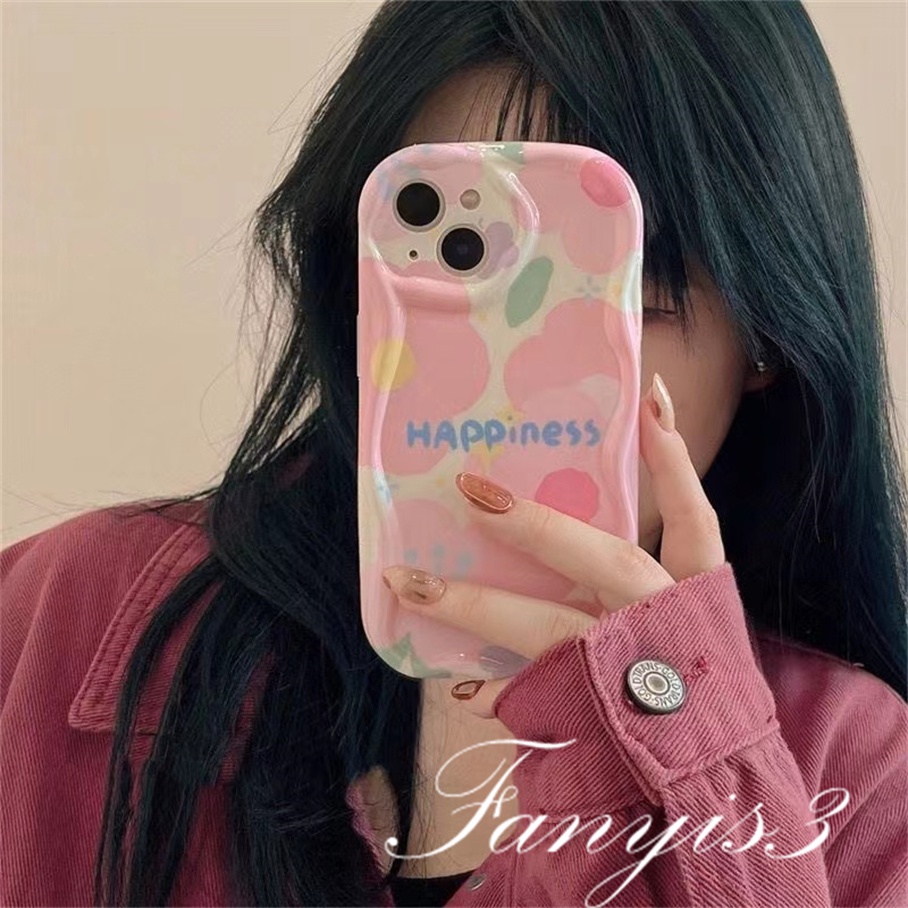 Redmi 12 12C A1 10C 10 10A 9 9A 9C 9T Note 12 12s 11s 10s 11 10 9s 9 Pro Xiaomi Poco X3 X3NFC X3Pro 12 11 Lite Happiness Printing Wavy Curved Edge Phone Case TPU Soft Cover