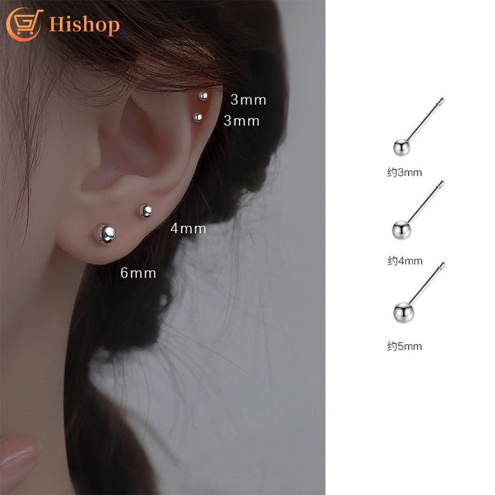 Anting Perak Sederhana Untuk Wanita Hypoallergic Fashion Bola Stud Earings Aksesoris Perhiasan