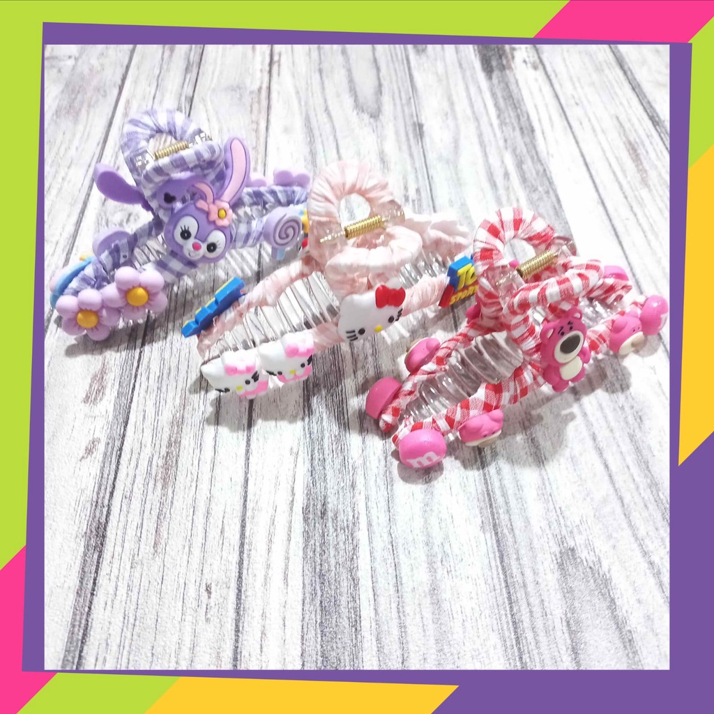 5074 / Paket usaha jepit rambut wanita motif karakter / Jedai salon model Korea ( isi 6pcs &amp; 12pcs )