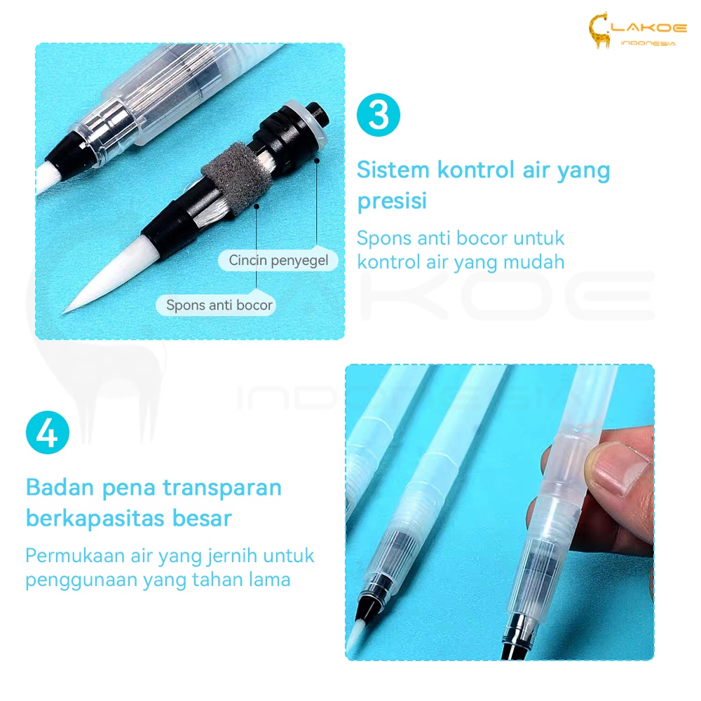 Lakoe 6pcs Water Pen Set/Kuas Cat Air Lembut untuk Menggambar/Melukis