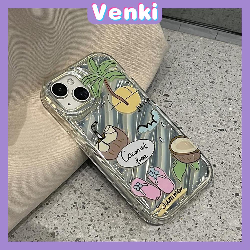 VENKI - Untuk iPhone 11 iPhone Case Laser Reflektif Bening Phone Case TPU Soft Shockproof Airbag Ponsel Pantai Romantis Kompatibel dengan iPhone 14 13 Pro max 12 Pro Max XR 7Plus 8Plus