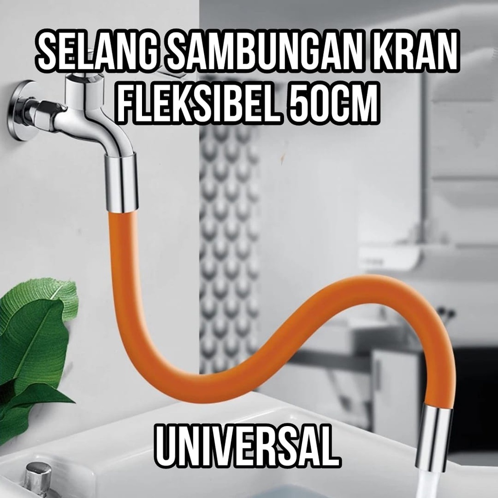 Selang Sambungan Perpanjang Ekstensi Faucet Extension Wastafel Extender Keran Kran Air Pipa Elastis Flexible Universal 360° Derajat Pendek 50cm Cm