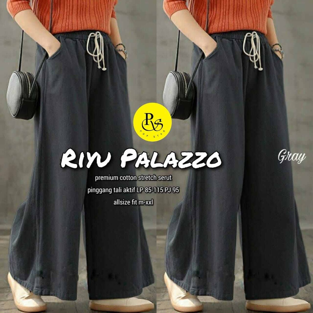 CELANA KULOT RIYU PALLAZO CULLOTE PREMIUM COTTON STRECH KULOT KATUN TWILL COMBED HITS OOTD SELEBGRAM WANITA