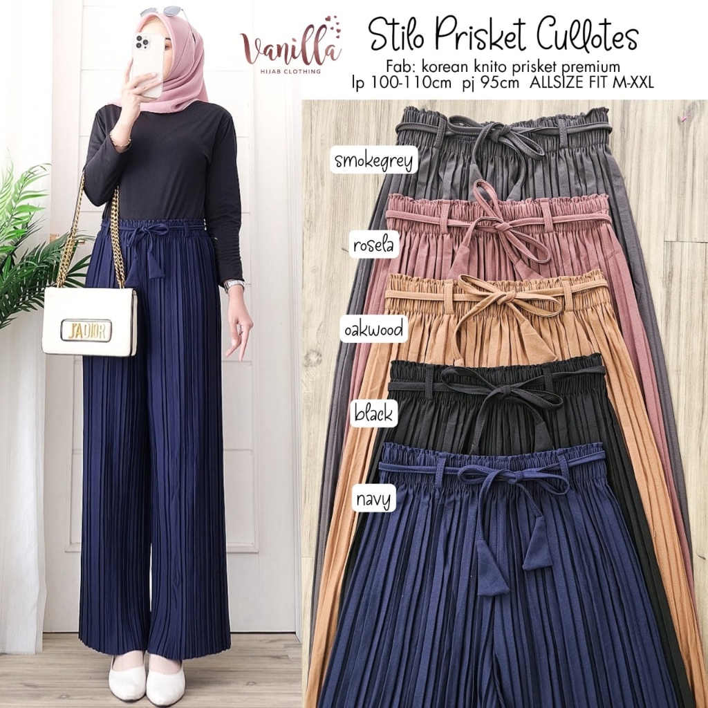 STILO PRISKET CULLOTES ORI VANILLA | Korean Knito prisket Premium | Kulot Plisket