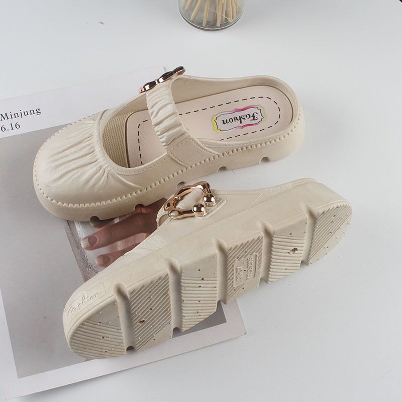 GROSIRTAS TG1725 Sandal Wanita Flat Shoes Fashion Sepatu Slip On Kerja Kerut Bunga