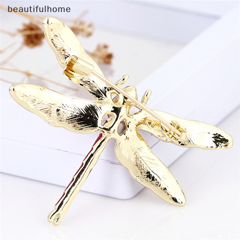 {beautifulhome} Charm Berlian Imitasi Enamel Capung Hewan Bros Pin Wanita Hadiah Perhiasan.