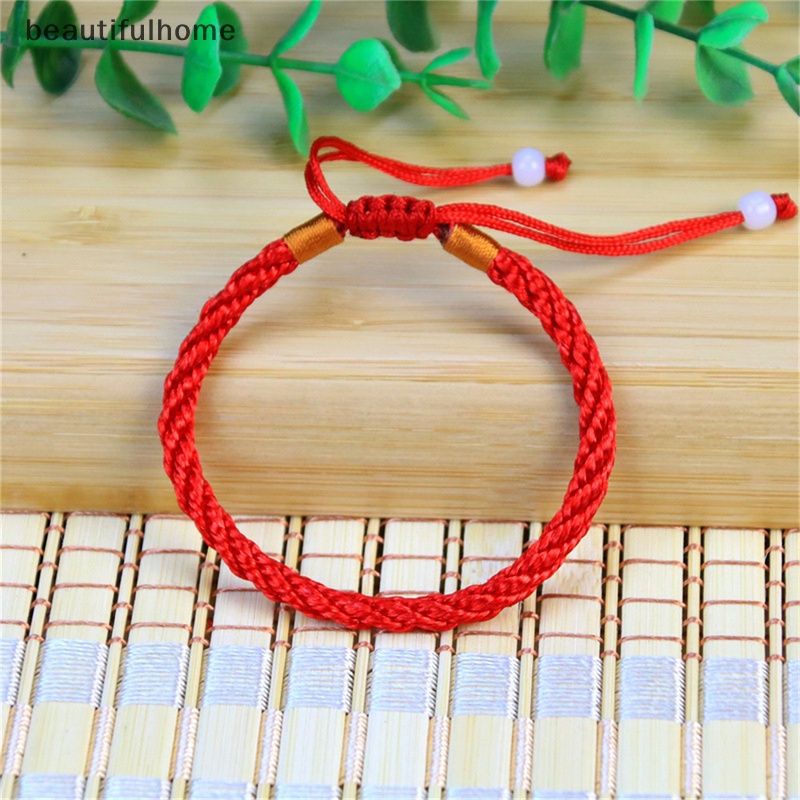 {beautifulhome} Wanita Beruntung Buatan Tangan Dikepang Couple Braclet Adjustable Lucky Red String Bracelet.