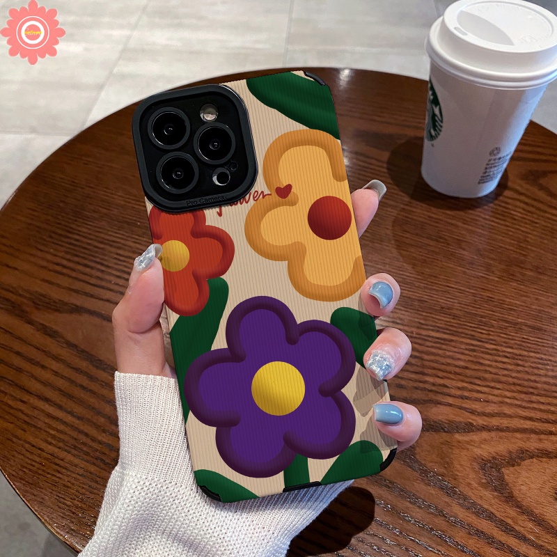 IPHONE Lukisan Cat Minyak Flowers Phone Case Kompatibel Untuk Iphone11 14 13 12 Pro MAX XR 7Plus X7 8 Plus XS MAX Musim Panas Segar Bunga Mewah Tekstur Kulit Shockproof Soft Cover